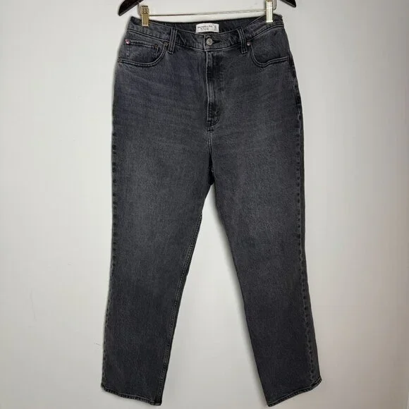 Abercrombie & Fitch Jeans 90's Straight Ultra High Rise Curve Love Gray Size 31/ - Picture 3 of 8